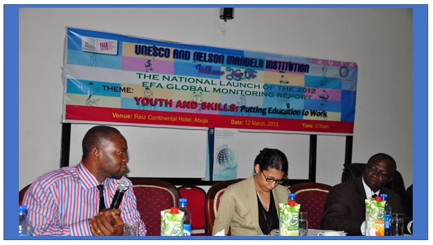 Founder represents the Office President Goodluck Jonathan for Youth Empowerment at a Youth and Skills Educational Programme by UNESCO AND MANDELA FOUNDATION at the REIZ CONTINENTAL HOTEL in Abuja 2013